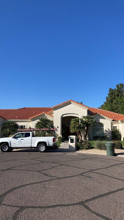 roofing truck in front of arizona home